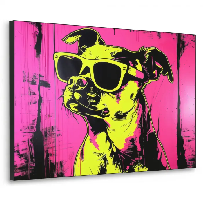 Hond - Zonnebril - Roze - Art Textielframe - compleet frame klein -3d