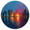 Skyline - Penseelstreken - Donkerblauw - Lichtgevend Wandcirkel kunststof plaat 5mm dik klein -3d