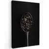 Koffiebonen - Lepel - Zwart Tuinposter op houten frame 2 cm dik middel -3d