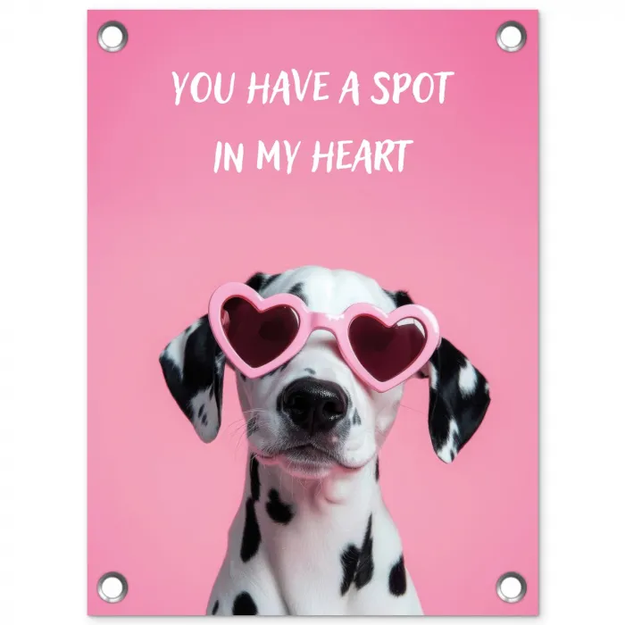 Hartjes - Hond - Valentijn - Roze tuinposter los doek klein -3d