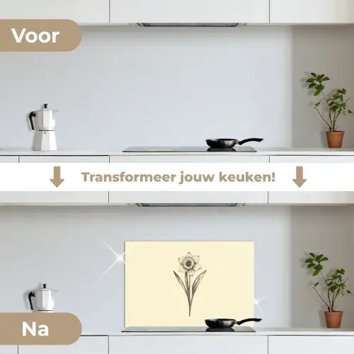 Zwart - Narcis - Illustratie keuken achterwand spatscherm klein -voor_na_NL