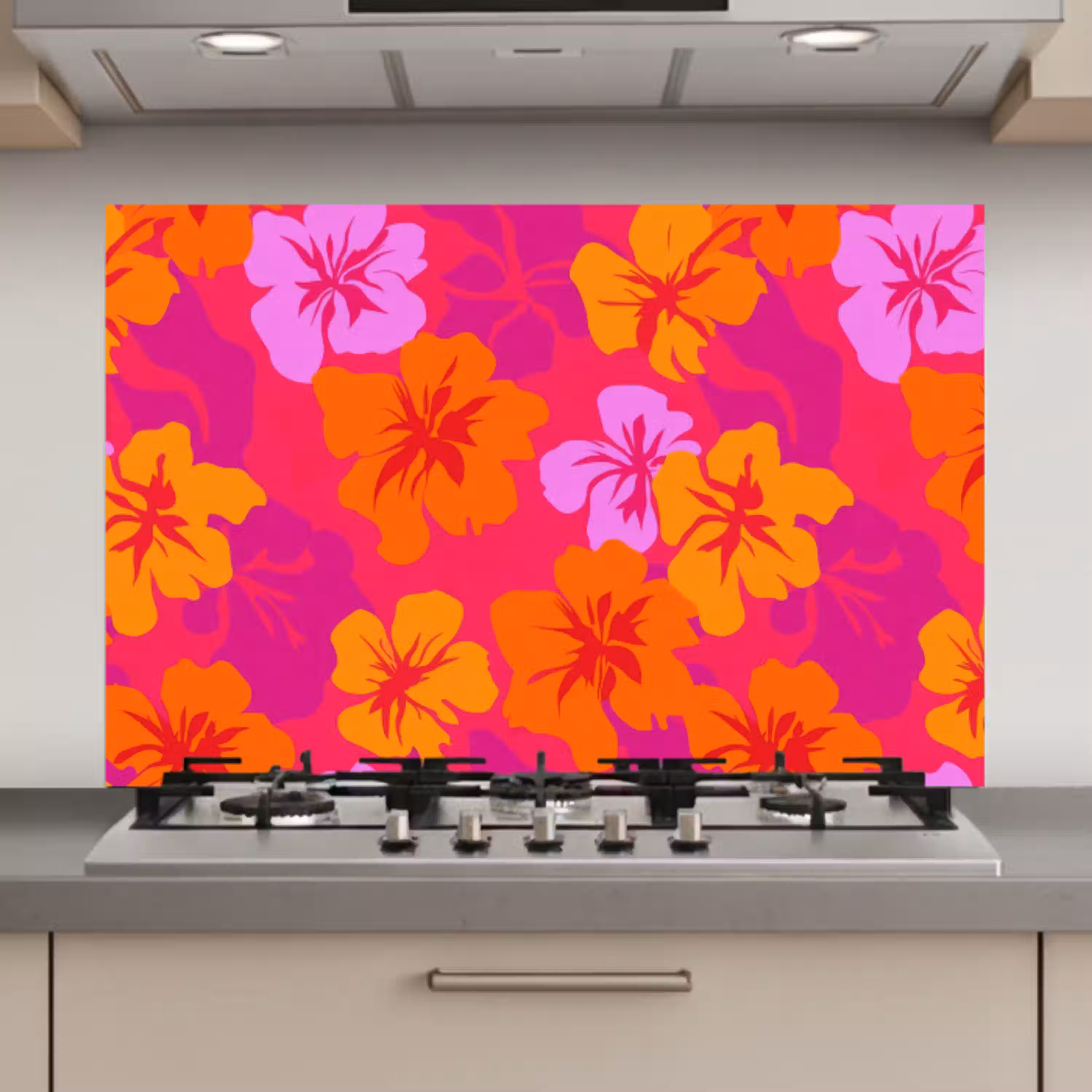 Zomers - Hibiscus - Kleurrijk keuken achterwand spatscherm klein 900 -3d_website