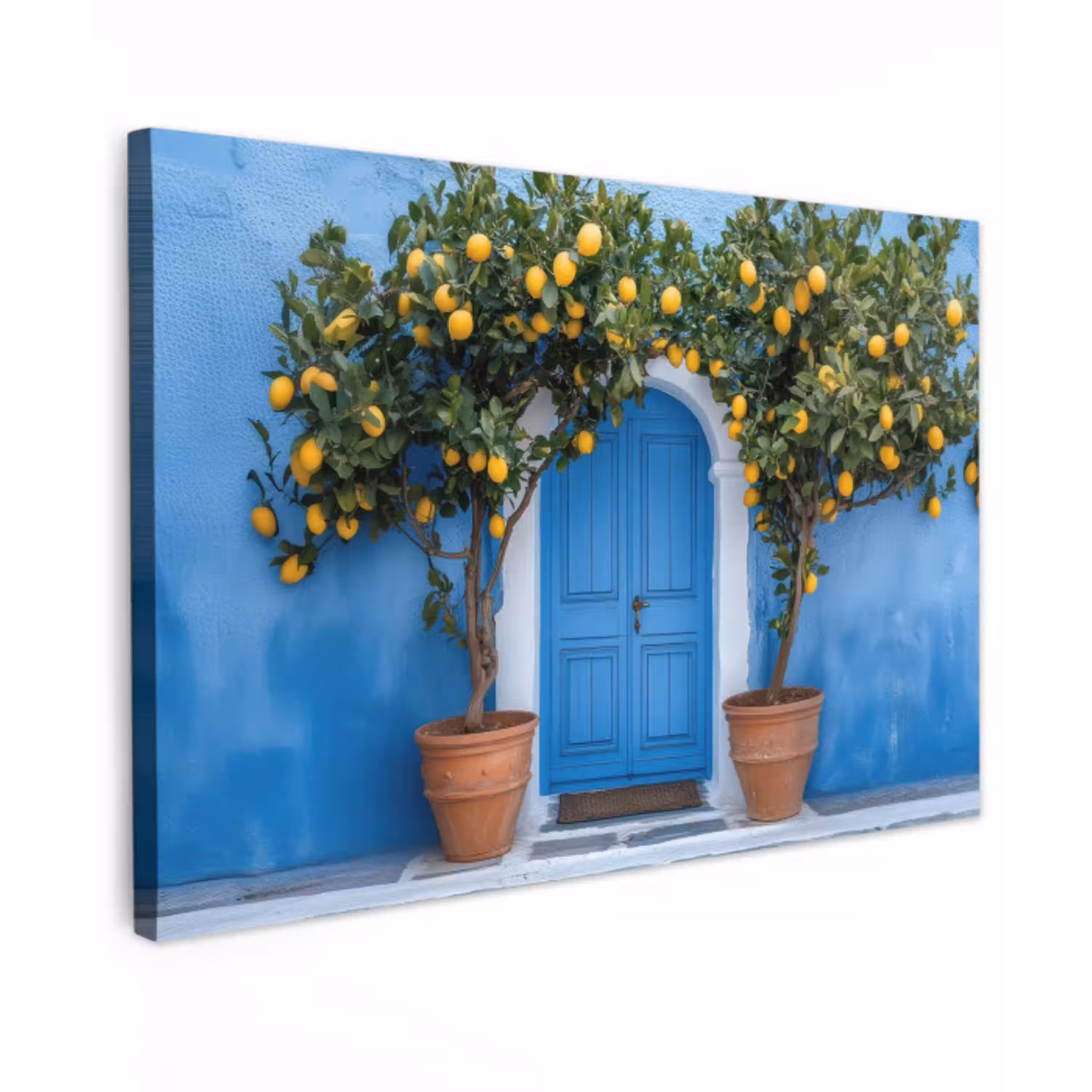 Citroenbomen - Geel - Deur - Potten Tuinposter op houten frame 2 cm dik klein -3d