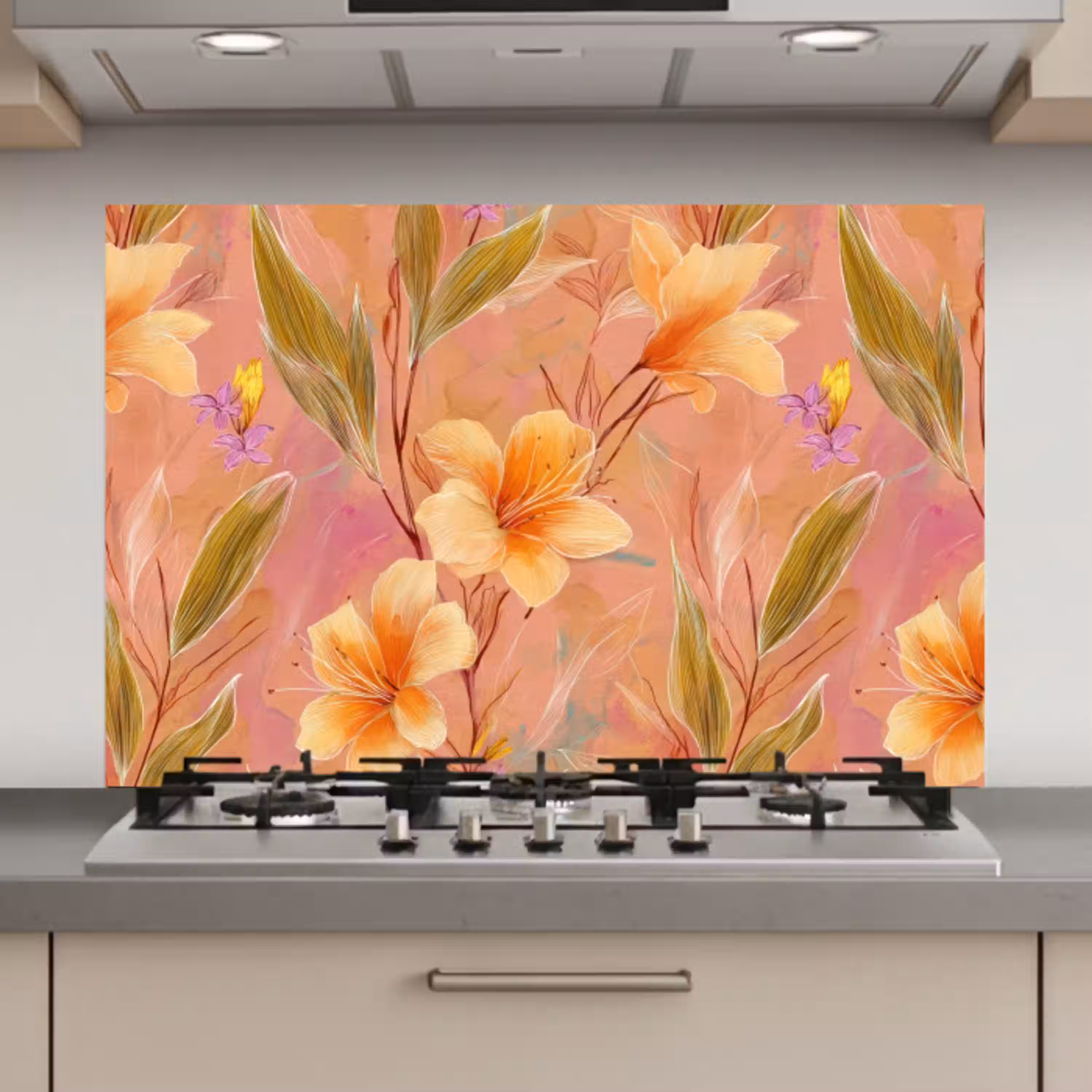 Botanisch - Bloemen - Kleurrijk keuken achterwand spatscherm klein 900 -3d_website