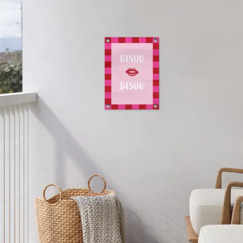 Kiss - Roze - Frans - Valentijn tuinposter los doek klein -sfeer8