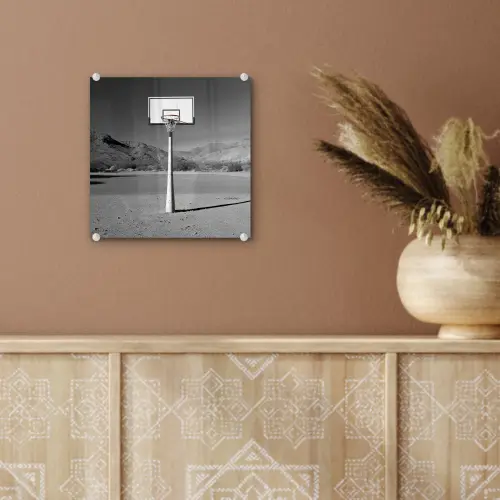 Basketbalpaal - Landschap - Zand - Wit plexiglas 5mm klein -sfeer5