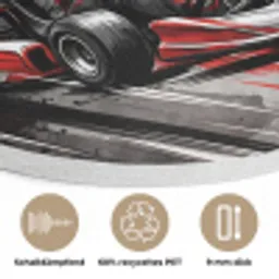 Kart - Coureur - Snelheid - Rood Akoestische PET Vilt - Rond klein -closeup_DE