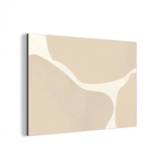 Abstract - Beige - Moderne kunst aluminium wit klein -3d