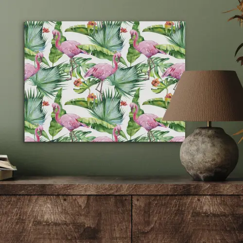 Inductie beschermer - Flamingo - Bladeren - Afdekplaat voor kookplaat - Tropisch PET vilt klein -sfeer2