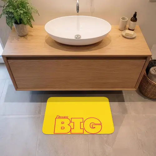 Dream big - Geel - Grafisch Badmat klein -sfeer1