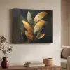 Gouden Bladcompositie – Botanische Luxe Textielframe zwart klein -sfeer3
