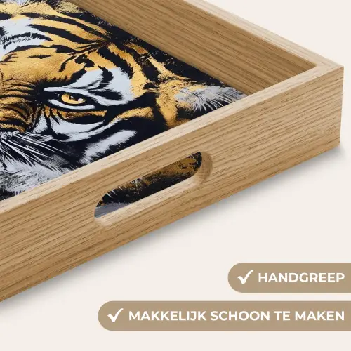 Tijger - Verfspatten - Goud Dienblad Rechthoek middel -USP_HandgreepNL