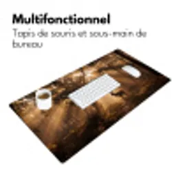 Hert - Bos - Mistig - Natuur - Goud Muismat XXL klein -zsfeer4_frans