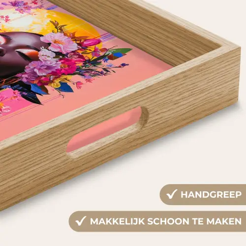 Kleurrijk - Bloemen - Vrouw - Zon Dienblad Rechthoek middel -USP_HandgreepNL