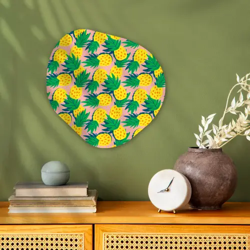Ananas - Geel - Groen - Tropisch Wandcirkel Organisch Forex 3mm klein 629 -sfeer2