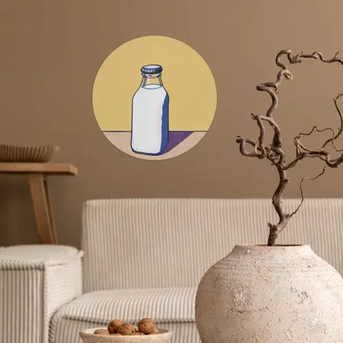 Glazen - Fles - Illustratie - Melk Wandcirkel behangsticker klein -sfeer1