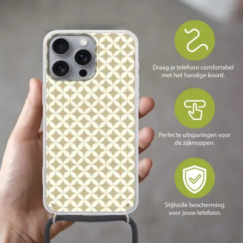 Symmetrisch - Motief - Beige Hoesje iPhone 16 Pro Max met koord klein 804 -sfeer2_NL