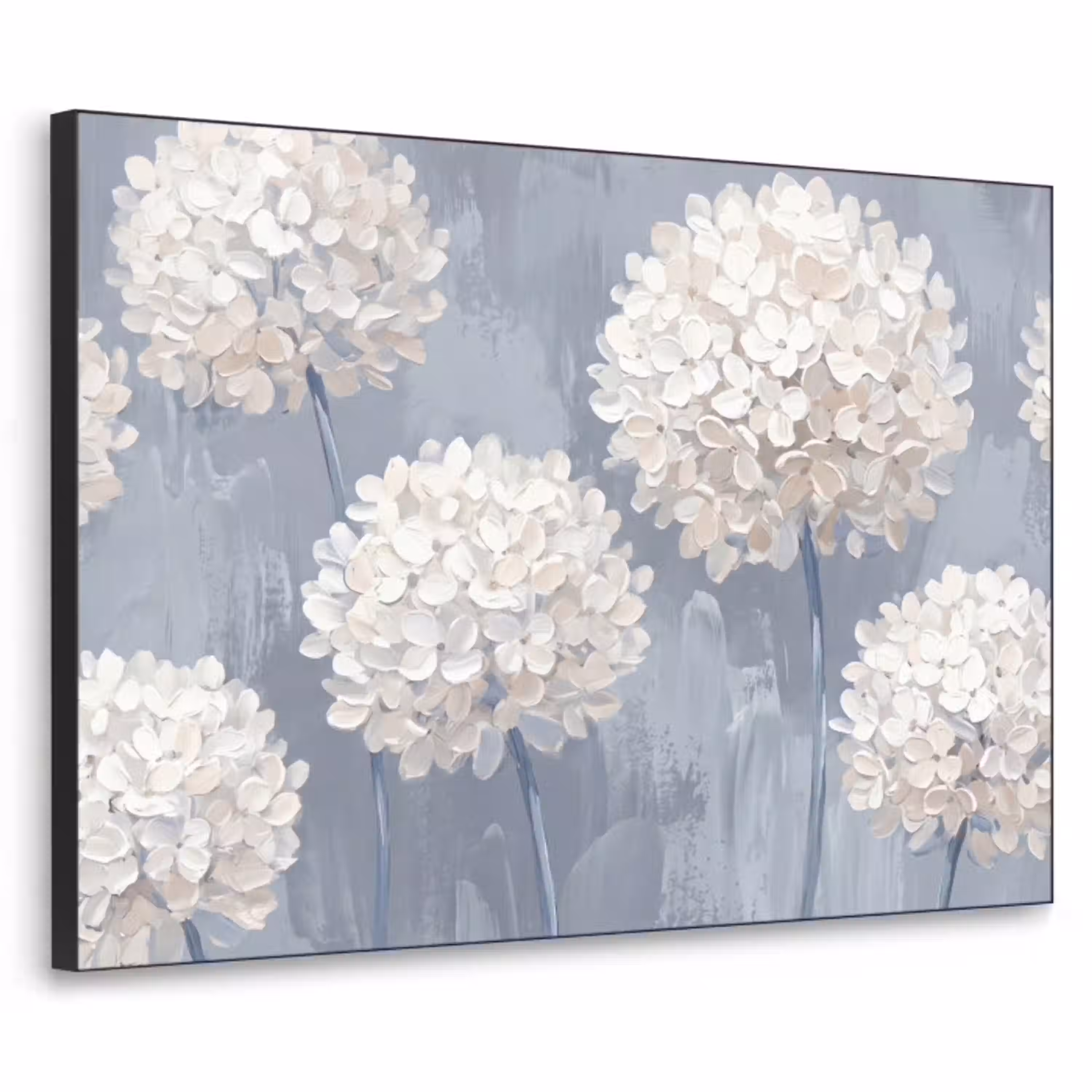 Bloemen - Illustratie - Blauw Textielframe zwart klein -3d