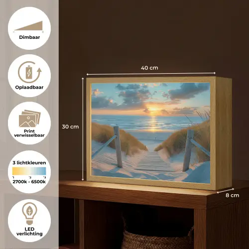 Zonsondergang - Strand - Zomer - Landschap Light Box met batterij (Wandlamp) middel -USP_websiteoverzichtNL