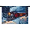 Trein - Kerst - Sneeuw - Kersttrein Wandkleed katoen klein -zz3d