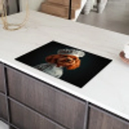 Bruin - Kok - Hondje Inductie beschermer vinyl 3mm klein -sfeer8