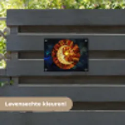 Mozaïek - Glas - Maan - Donkerblauw tuinposter los doek klein -sfeer3