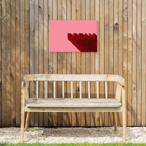 Dream - 3D - Rood - Roze Tuinposter op houten frame 2 cm dik klein -sfeer4