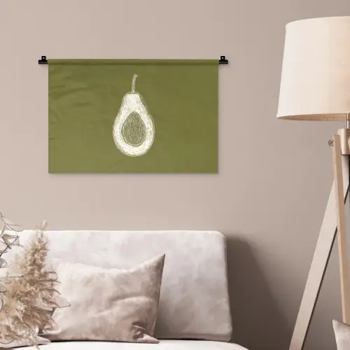 Avocado - Minimalistisch - Illustratie - Groen Wandkleed katoen klein -sfeer4