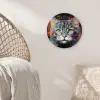 Kat - Graffiti - Dieren - Kleuren - Grijs Wandcirkel kunststof plaat 5mm dik klein -sfeer5