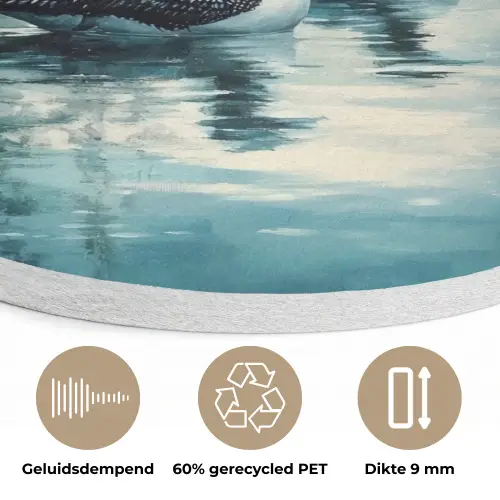 Bos - Water - Eenden - Mistig Akoestische PET Vilt - Rond klein -closeup_NL
