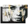 Portret - Vrouw - Penseelstreken - Goud Inductie beschermer vinyl 3mm klein -3d