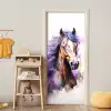 Paard - Dieren - Meiden - Paars - Bruin deurposter klein -sfeer4