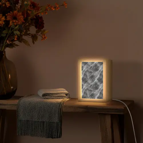 Donkergrijs - Bliksem - Marmer Light Box met kabel (Tafellamp) klein 925 -sfeer4