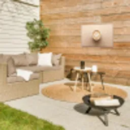 Koffie - Melkschuim - Lach - Beige Tuinposter op houten frame 2 cm dik klein -sfeer2