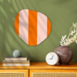 Strepen - Modern - Oranje Wandcirkel Organisch Forex 3mm klein 629 -sfeer2