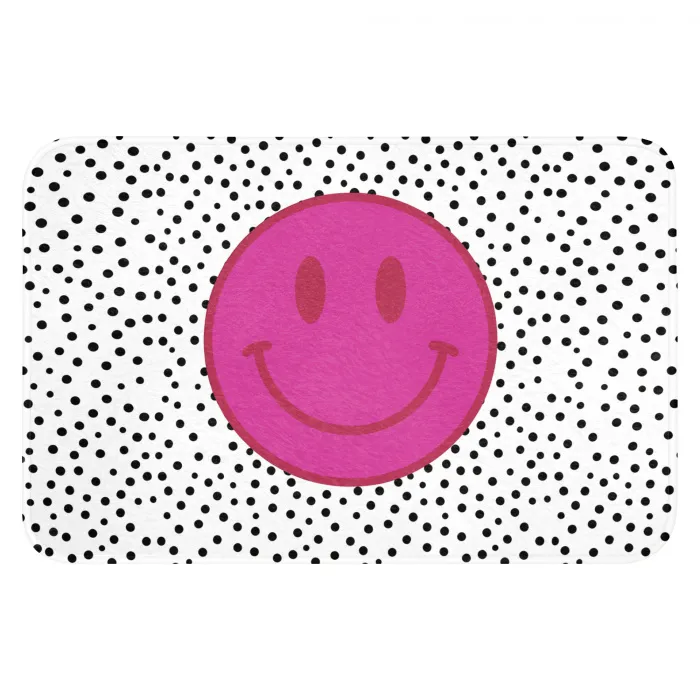 Smiley - Roze - Stippen Badmat klein -3d