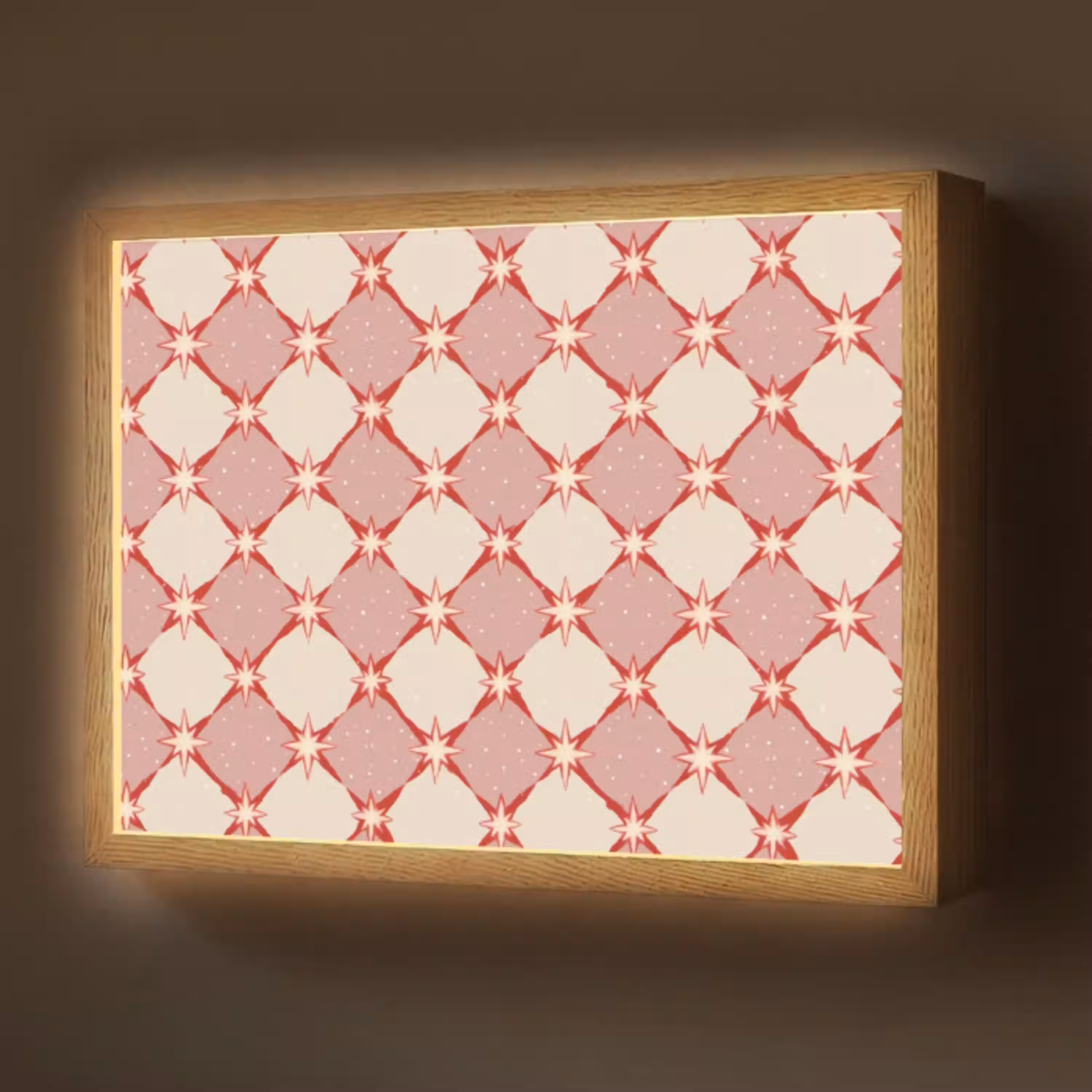 Ruiten - Sterren - Vintage - Oudroze - Rood Light Box met batterij (Wandlamp) middel 907 -z3d_website
