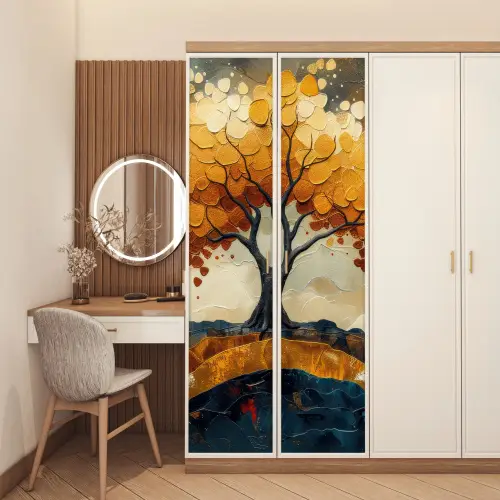 Boom - Natuur - Goud - Modern deurposter klein -sfeer3