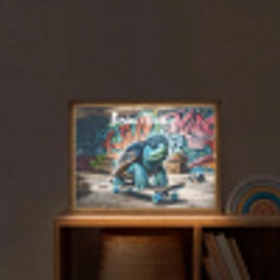 Schildpad - Graffiti - Skateboard - Jongens Light Box met batterij (Wandlamp kind) middel -sfeer1_kind
