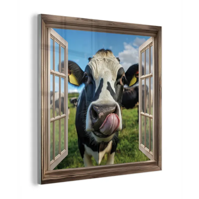 Doorkijk - Koe - Weiland - Dieren - Natuur plexiglas 5mm klein -z3d