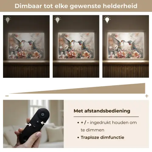Kolibrie - Vogels - Bloemen - Natuur Light Box met batterij (Wandlamp) middel -USP_dimbaarNL
