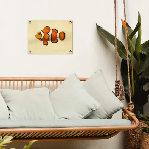 Vis - Oranje - Strepen tuinposter los doek klein -sfeer7