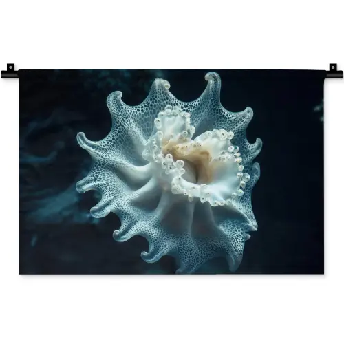 Zeewezen - Wit - Golven - Water Wandkleed katoen klein -zz3d