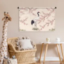 Aziatisch - Kraanvogel - Beige Wandkleed katoen middel -wsfeer5_kind