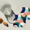 Abstract - Blauw - Roze onderzetter kurk middel -sfeer4