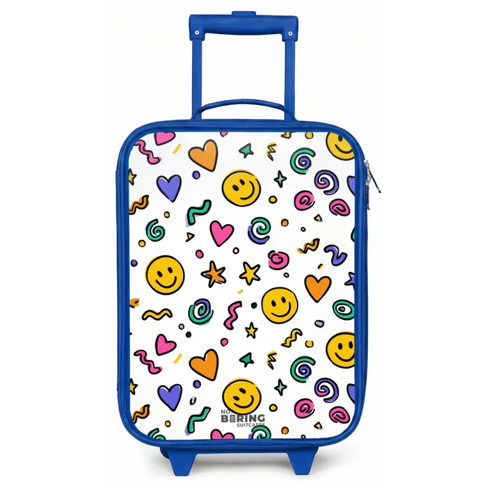 Smiley - Hartje - Ster Kinderkoffer - Blauw klein -zz3dotto