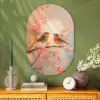 Roodborstjes - Sierlijk - Bloesemtak Wandcirkel Ovaal Glas middel -sfeer2