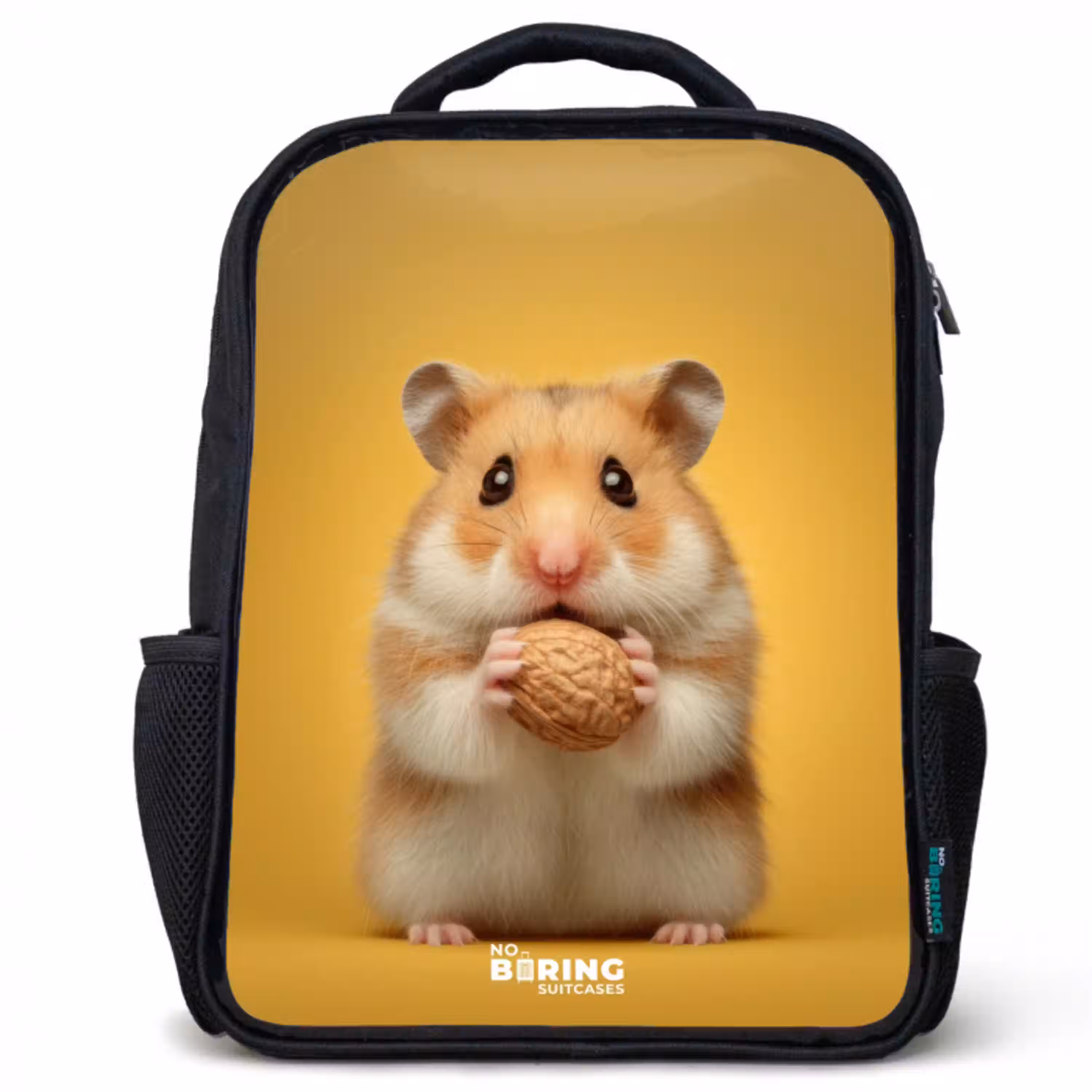 Hamster - Walnoot - Dier Rugzak - Zwart middel -3d