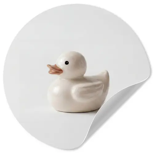 Badeend - Minimalistisch - Wit Wandcirkel behangsticker klein -3d