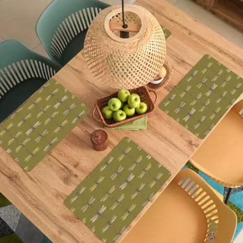 Libellen - Patroon - Groen Placemat vinyl groot 368 -zzsfeer5_Kitchenyeah-website